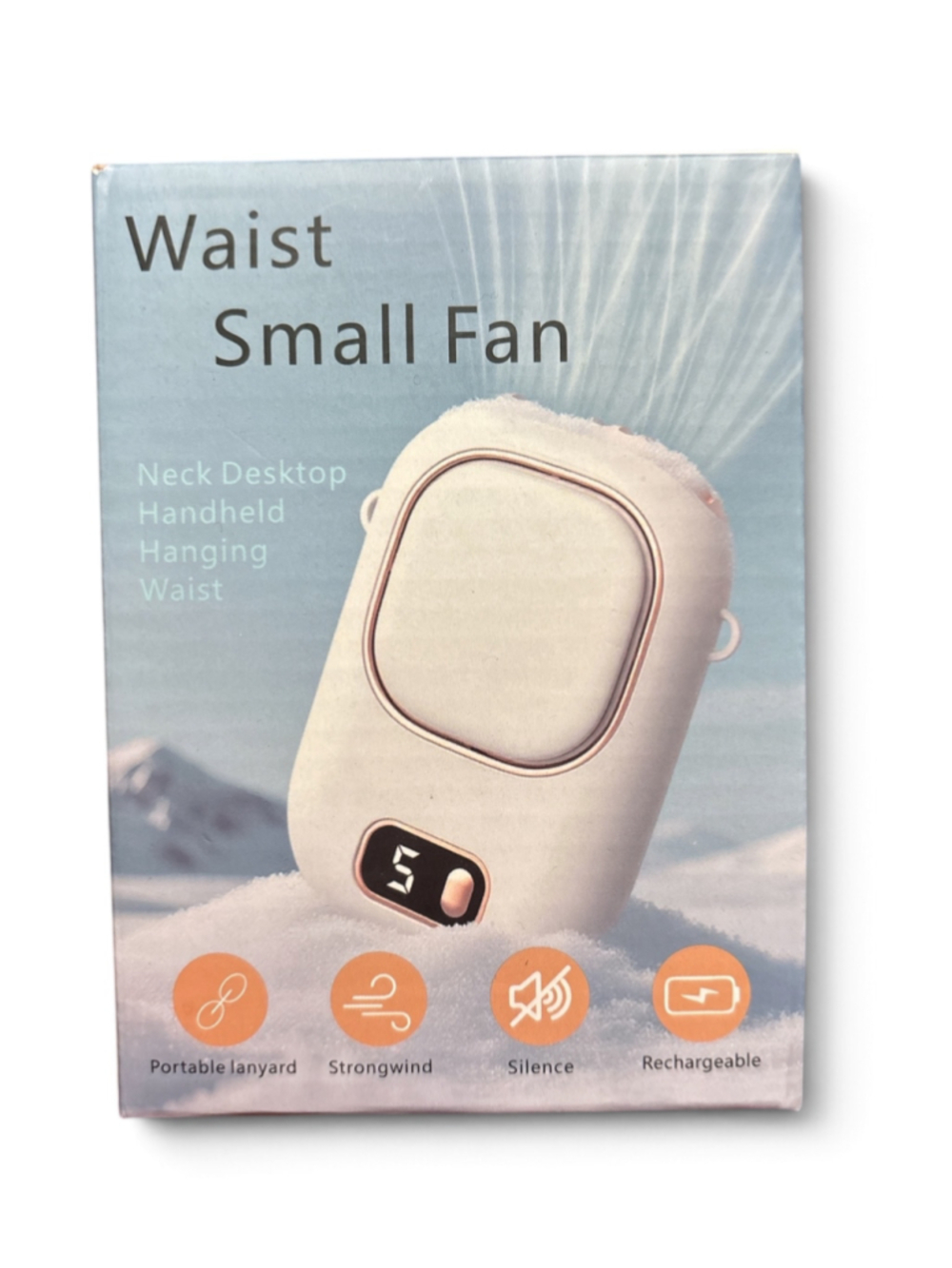 Portable Rechargeable Waist Small Fan Pink